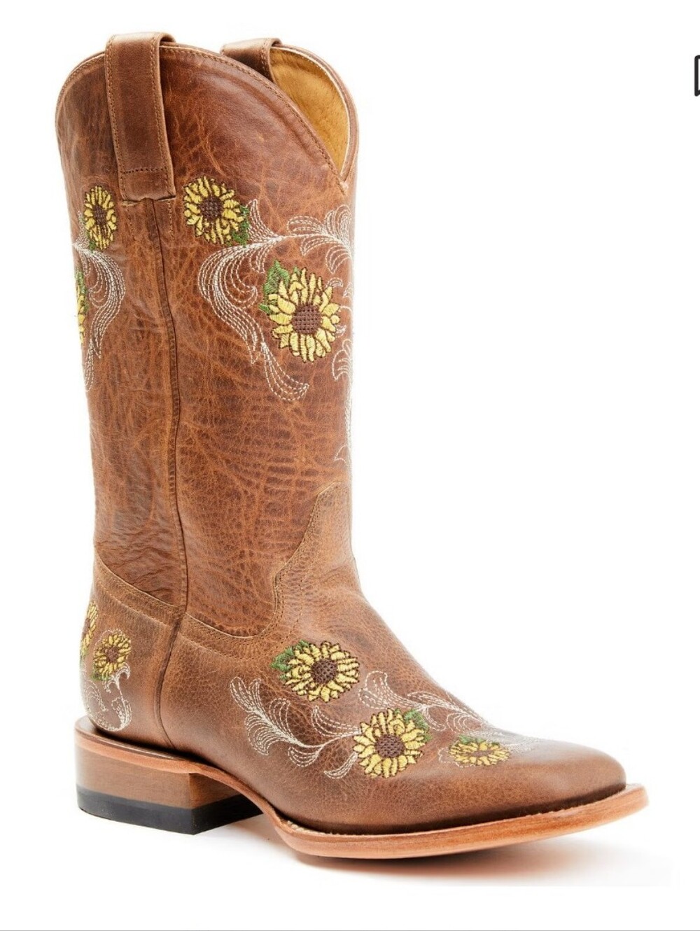 Shyanne Brown Leather Sunflower Embroidered Cowboy Boot